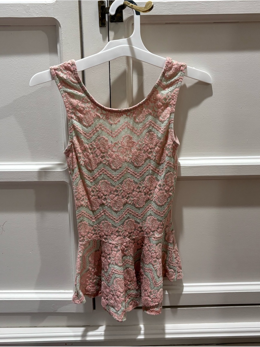 Girls' Pink & Mint Lace Peplum Top - Elegant Formal Wear